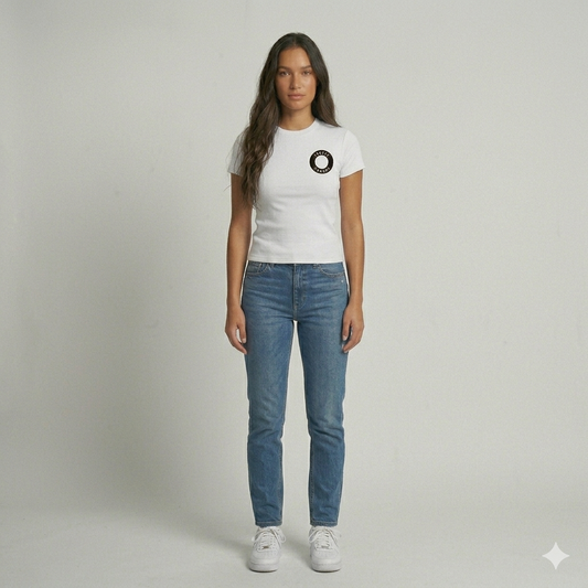 Levels London Orb Bodycon Crewneck T-Shirt - White