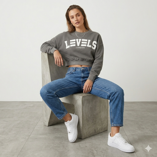 Vintage washed crop sweatshirt