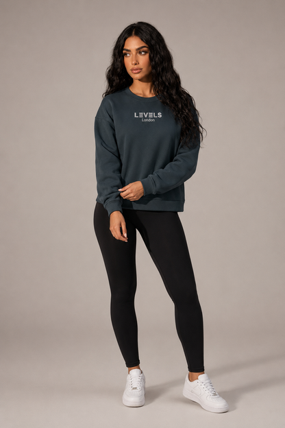 Boxy Embroidery Crewneck Fleece Hoody in 5 colours