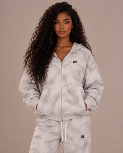 Dirty Washed Zip-Up Fleece Jacket