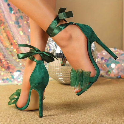 Bow Decor Thin High Heels