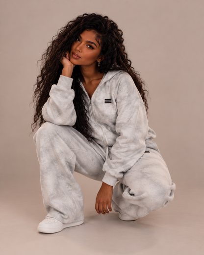 Dirty Washed Zip-Up Fleece Jacket