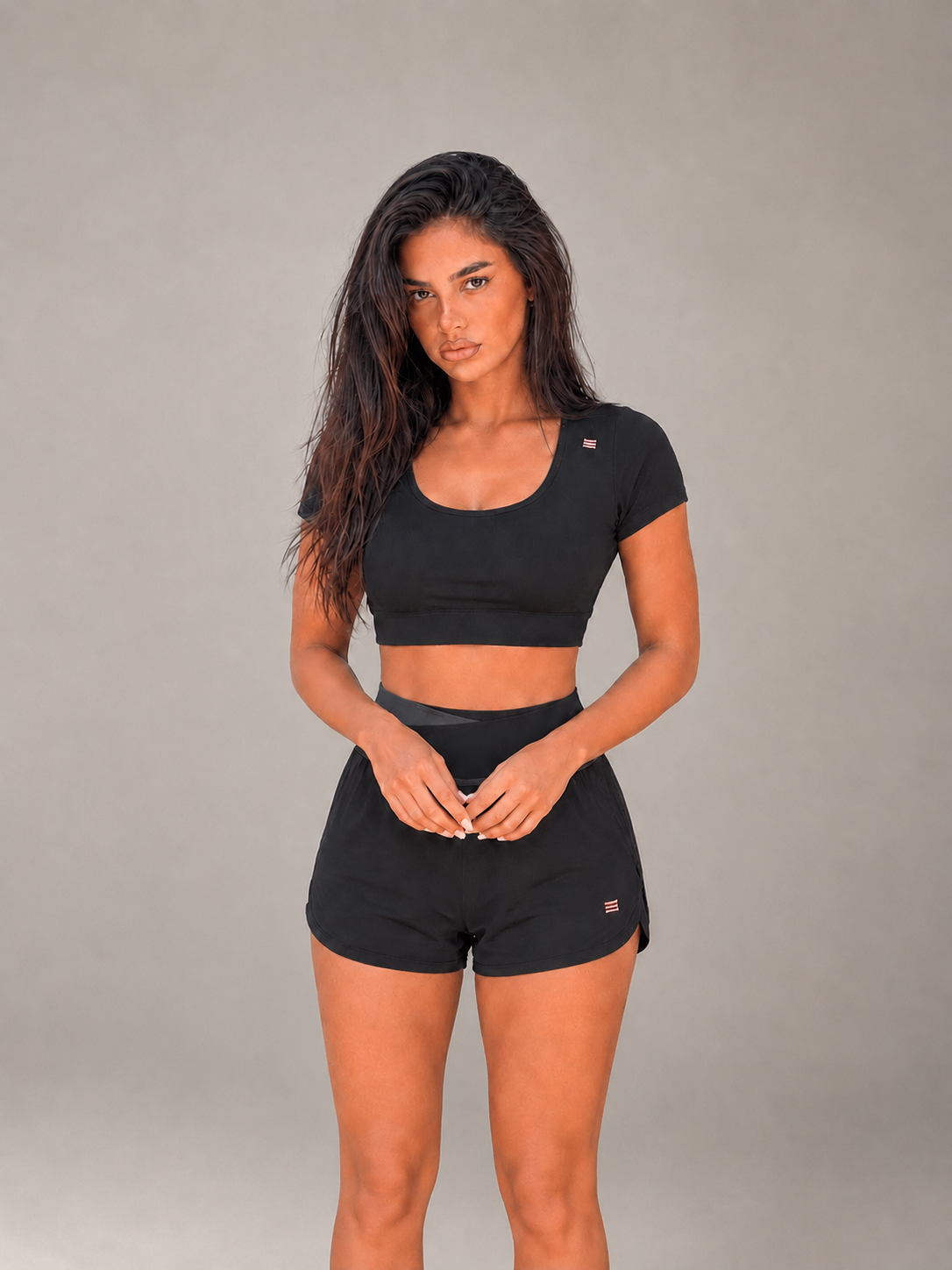 Contrast Edit Short Sleeve Cropped Gym Top