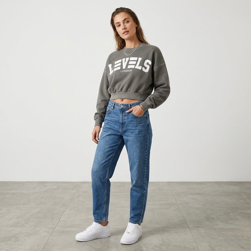 Vintage washed crop sweatshirt in three colours