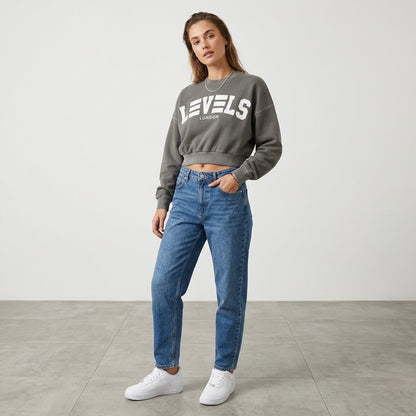 Vintage washed crop sweatshirt in three colours