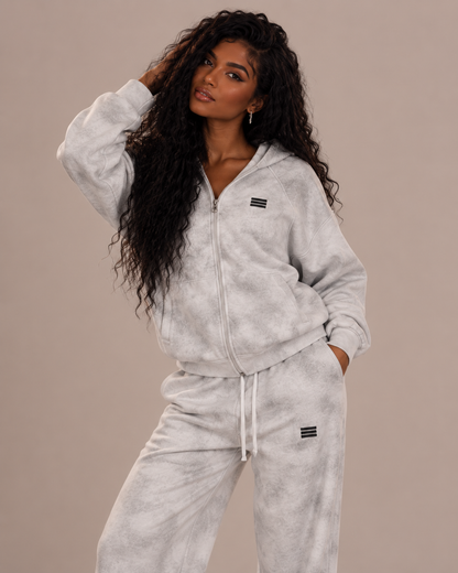 Dirty Washed Zip-Up Fleece Jacket