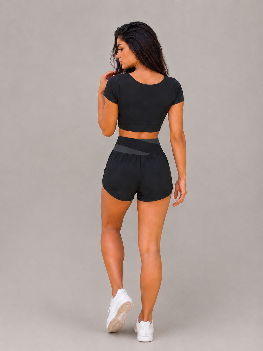 Contrast Edit Short Sleeve Cropped Gym Top