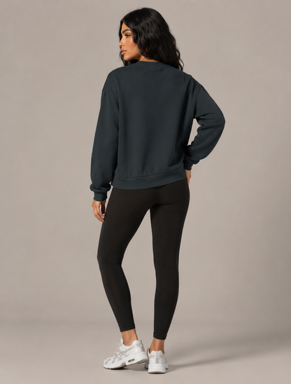 Boxy Embroidery Crewneck Fleece Hoody in 5 colours