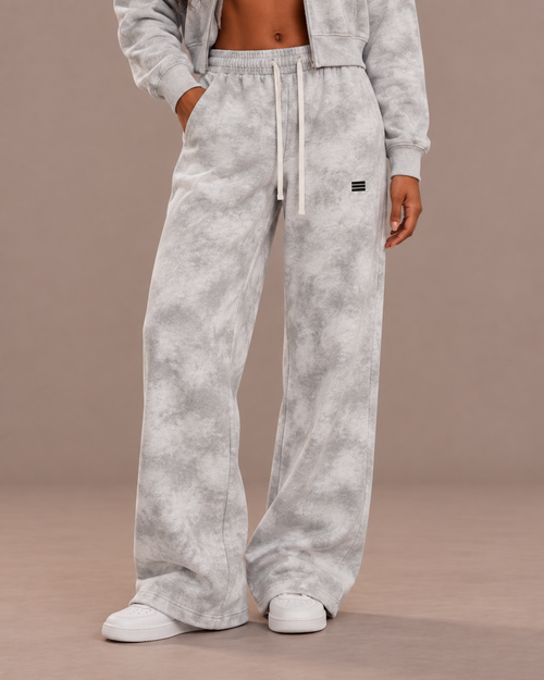 Dirty Washed Fleece Sweatpants – Cloud Grey