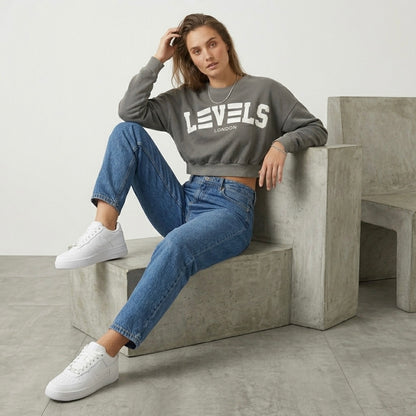 Vintage washed crop sweatshirt in three colours