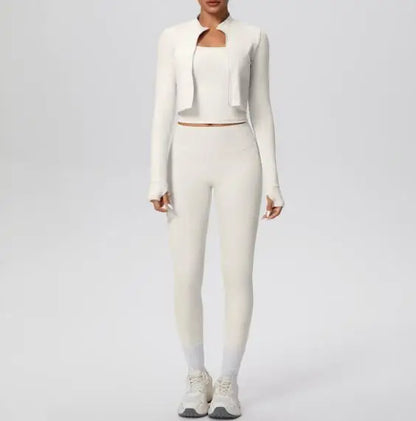 Maria Zipper Long Sleeved Jacket Set 3pc