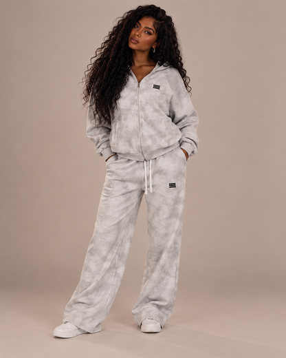 Dirty Washed Fleece Sweatpants – Cloud Grey