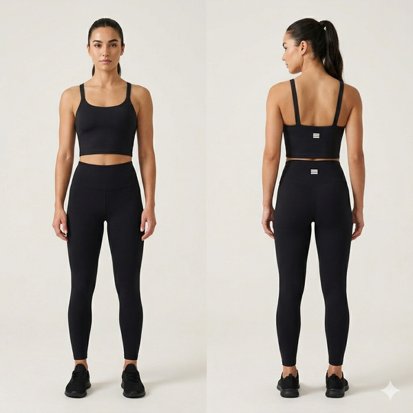 Spaghetti Strap Sports Bra & Leggings Set – Black