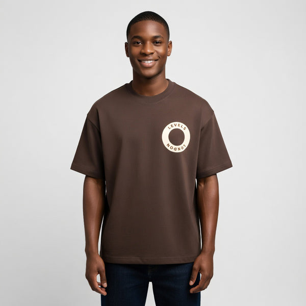 Levels London Orb” Oversized Tee – Brown