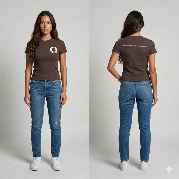 Levels London Orb Bodycon Crewneck T-Shirt - Brown
