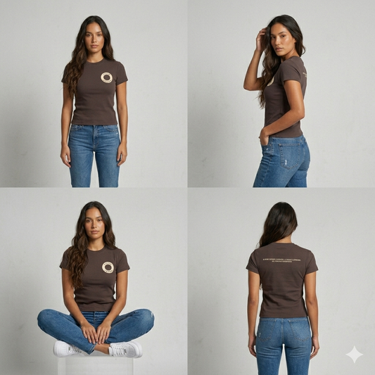Levels London Orb Bodycon Crewneck T-Shirt - Brown