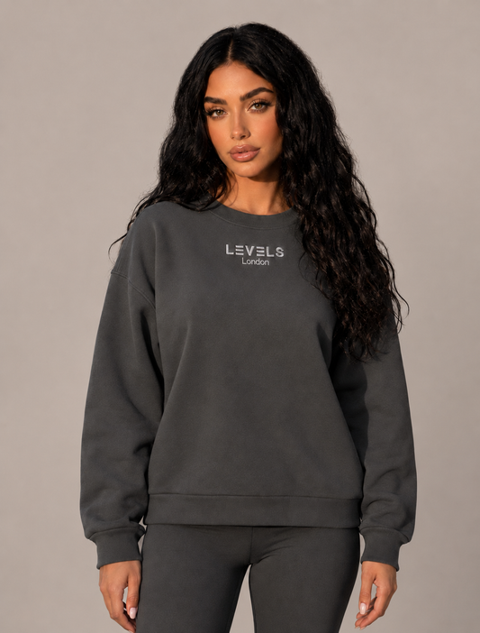 Boxy Embroidery Crewneck Fleece Hoody in 5 colours