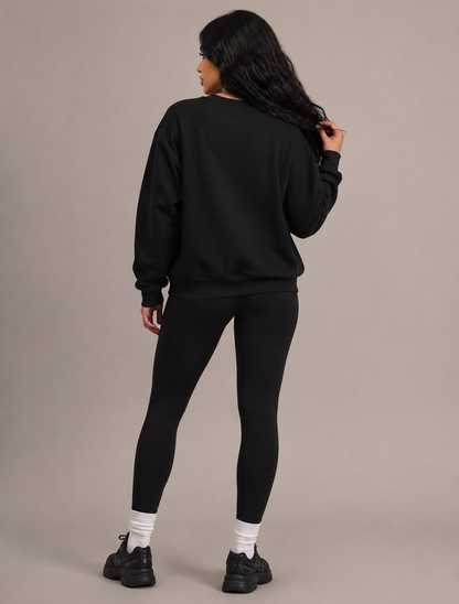 Boxy Embroidery Crewneck Fleece Hoody in 5 colours