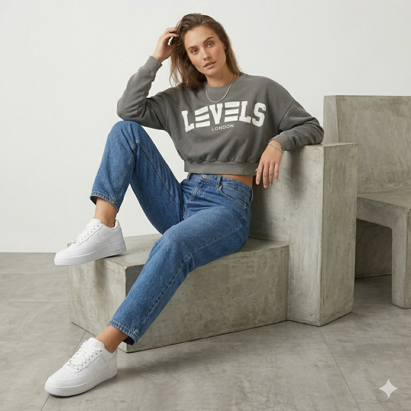 Vintage washed crop sweatshirt